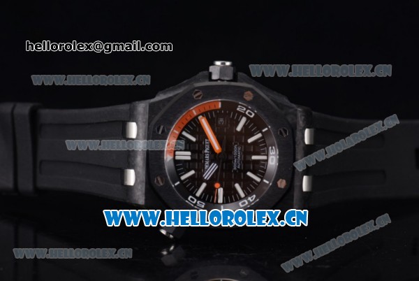 Audemars Piguet Royal Oak Offshore Diver Clone AP Calibre 3120 Automatic PVD Case with Black Dial and Black Rubber Strap (EF) - Click Image to Close